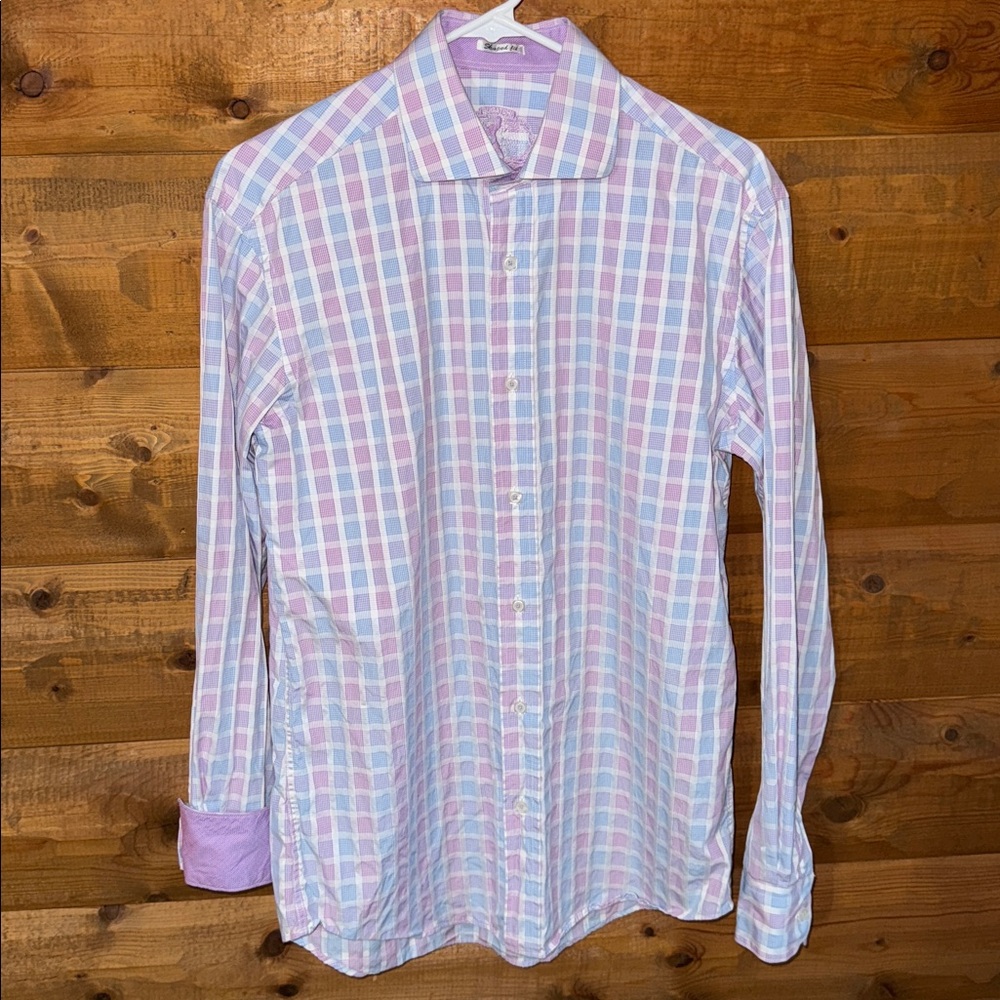 Bugatchi Men’s Small - Shaped Fit - EUC - light blue/purple plaid